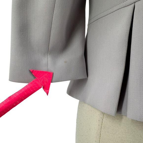 NWD WHBM Womens Petites 8P Jacket Flirty Zip Lilac Tint Pleated 3/4 Sleeve - Picture 7 of 13